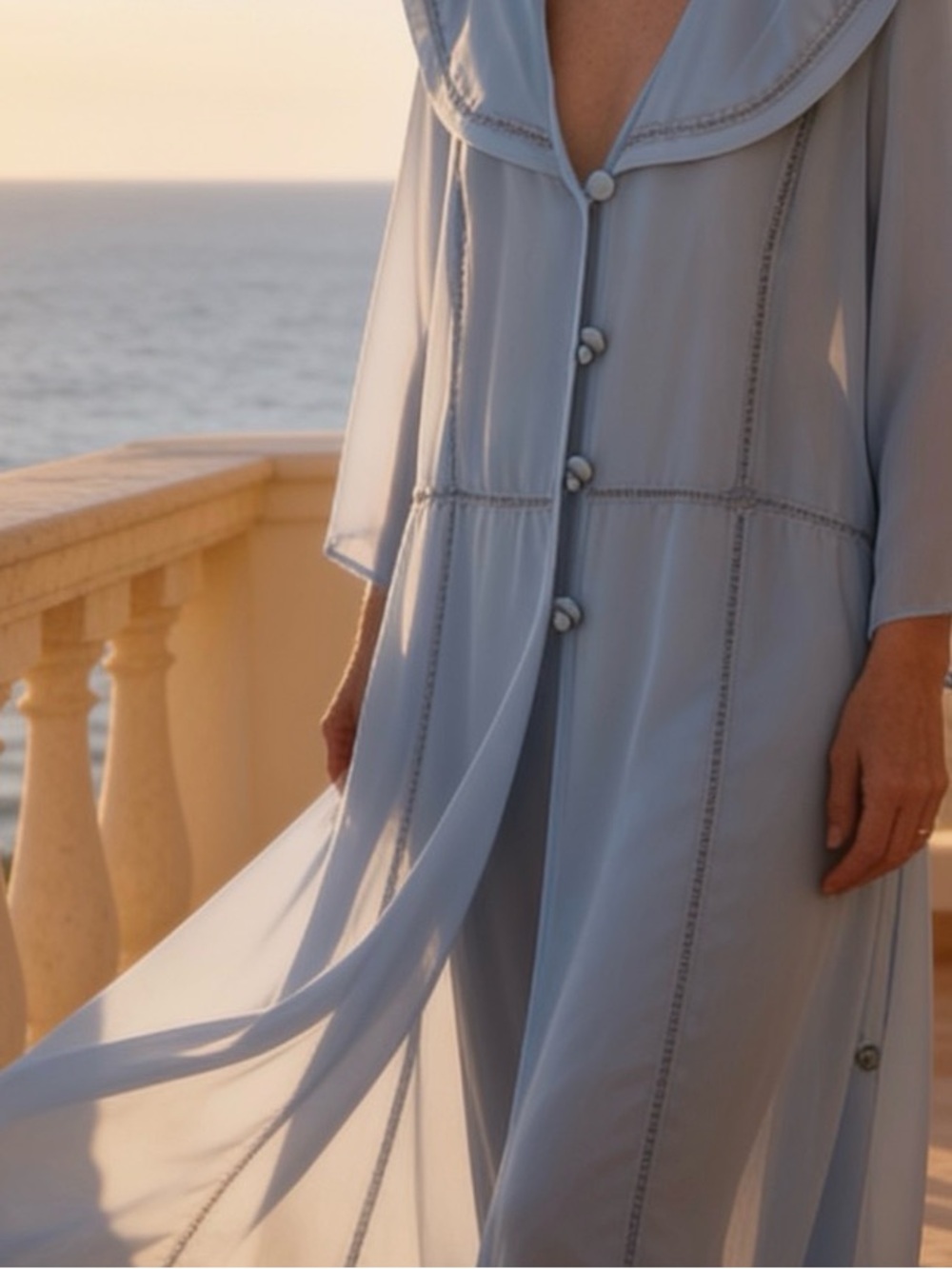 Elegant Light Blue Women's Coat vintage